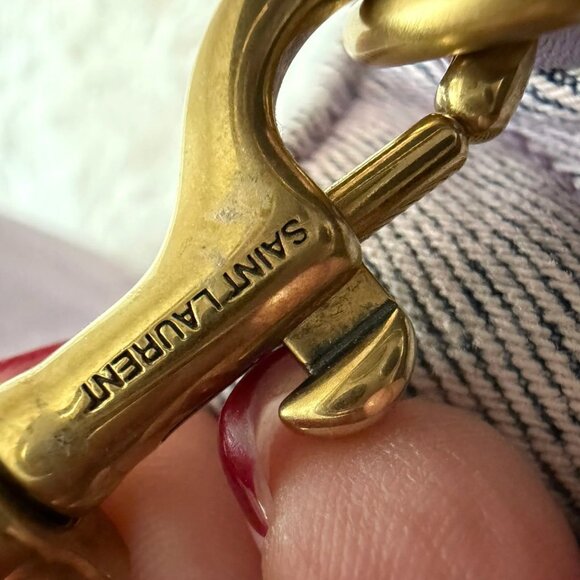 Saint Laurent Denim Y Quilted Monogram Toy Loulou Crossbody Bag Bleached Lilac - Picture 12 of 12